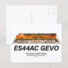 GE ES44AC GEVO Lokomotive. Güterzug BNSF Postkarte