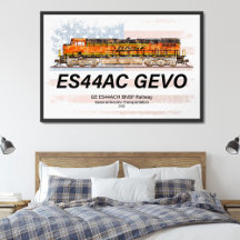 GE ES44AC GEVO Lokomotive und amerikanische Flagge