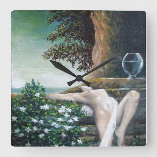 GEA, MYRTLE UND WASSER QUADRATISCHE WANDUHR (Vorderseite)