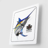 Geächtet-blauer Speerfisch-Wanduhr Quadratische Wanduhr (Winkel)