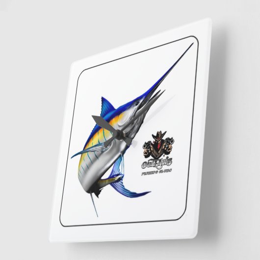 Geächtet-blauer Speerfisch-Wanduhr Quadratische Wanduhr (Winkel)