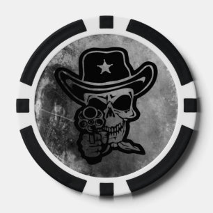 Geächtete Sheriff-Schädel-Poker-Sammlung Pokerchips