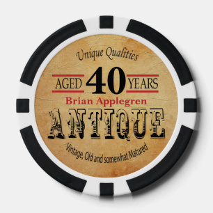 Gealtert, Antik, Gereift und Vintage 40. Geburtsta Pokerchips