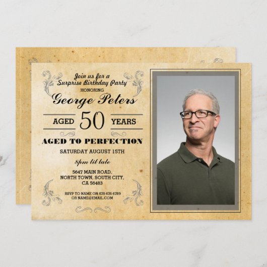 Gealtert zum Foto der Einladung (Vorne/Hinten)