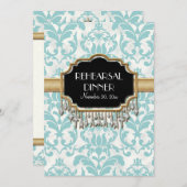 Gealterte beunruhigte Damast goldene Bling Einladung (Vorne/Hinten)