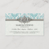 Gealterte beunruhigte Damast-Silber Bling Visitenkarte (Rückseite)