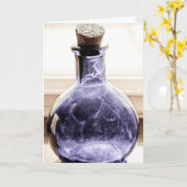 Gealterte blaue Flasche Karte (Gelbe Blume)