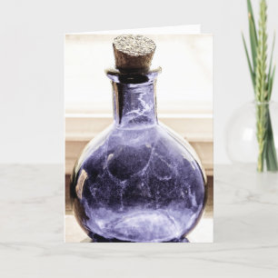 Gealterte blaue Flasche Karte