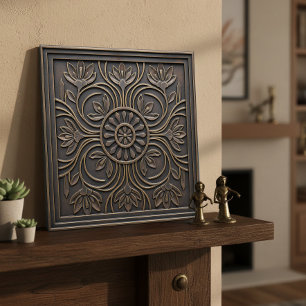 Gealterte Bronze Art Nouveau Floral #18 ID1193 Fliese