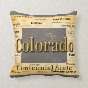 Gealterte Colorado-Staatsstolz-Karten-Silhouette Kissen