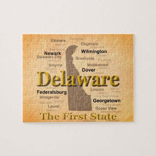 Gealterte Delaware-Staatsstolz-Karte Puzzle (Horizontal)