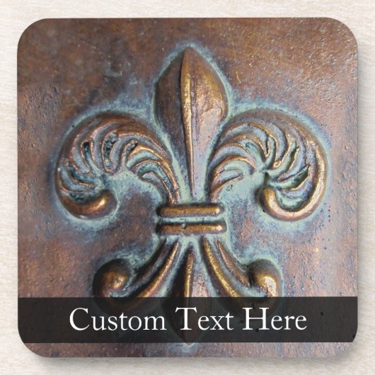 Gealterte Fleur de Lis Getränkeuntersetzer (Vorderseite)