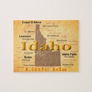 Gealterte Idaho-Staatsstolz-Karten-Silhouette Puzzle
