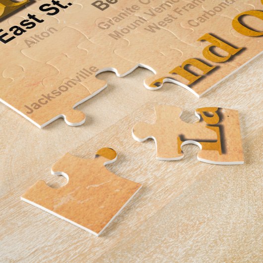 Gealterte Illinois-Staatsstolz-Karten-Silhouette Puzzle (Seite)