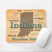 Gealterte Indiana-Staatsstolz-Karten-Silhouette Mousepad (Mit Mouse)