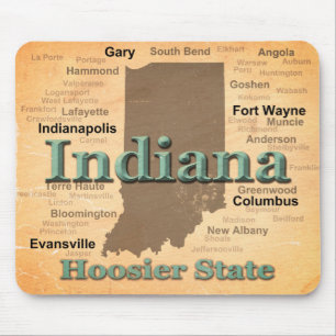 Gealterte Indiana-Staatsstolz-Karten-Silhouette Mousepad