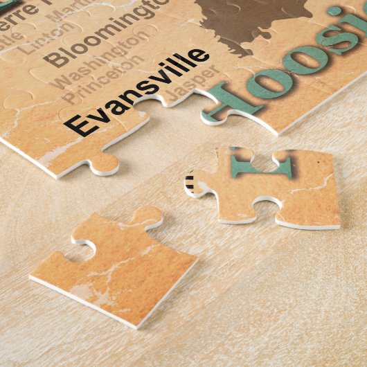 Gealterte Indiana-Staatsstolz-Karten-Silhouette Puzzle (Seite)