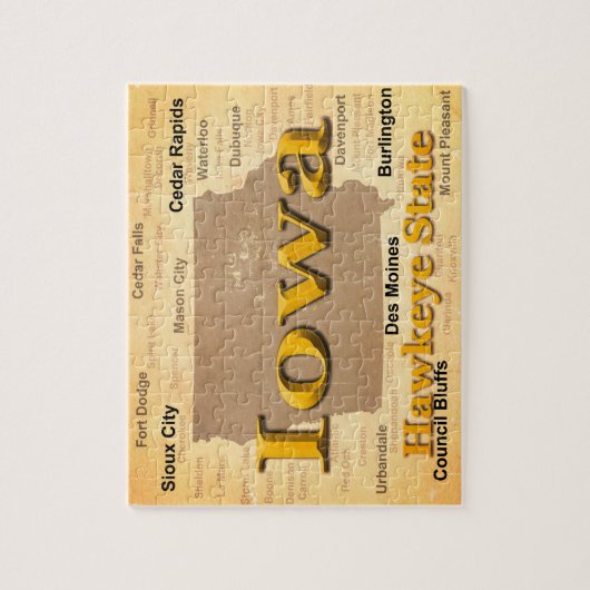Gealterte Iowa-Staatsstolz-Karten-Silhouette Puzzle (Vertikal)