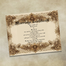 Gealterte Sepia-Vintage-Heiratsurkunde Poster