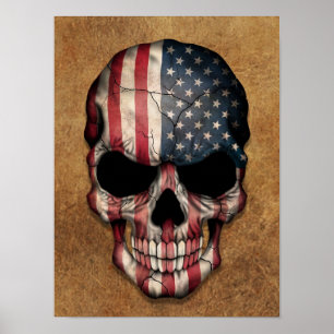 Gealterte und abgenutzte amerikanische Flagge Schä Poster