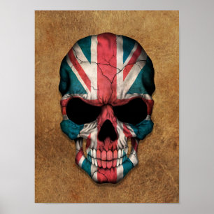 Gealterte und abgenutzte britische Flagge Totenkop Poster
