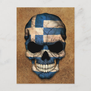 Gealterte und abgenutzte griechische Flagge Schäde Postkarte