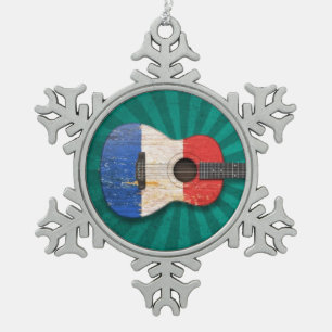 Gealterte und getragene französische schneeflocken Zinn-Ornament
