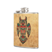 Gealterte und getragene Haida-Geist-Eule Flachmann (Links)