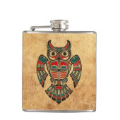 Gealterte und getragene Haida-Geist-Eule Flachmann (Vorderseite)