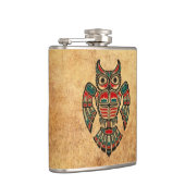 Gealterte und getragene Haida-Geist-Eule Flachmann (Rechts)