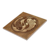 Gealterte und getragene Yin Yang Koi Fische Fliese (Seite)
