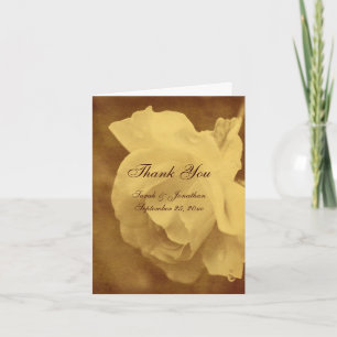 Gealterte Vintage-Rosen-Blumenhochzeit Dankeskarte
