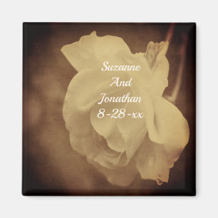 Gealterte Vintage-Sepia-Rosen-Blumenhochzeit Magnet