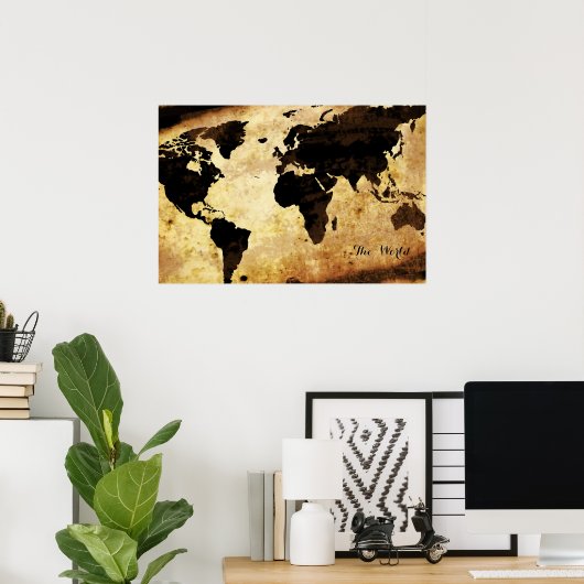 gealterte Weltkarte Poster (Heimbüro)