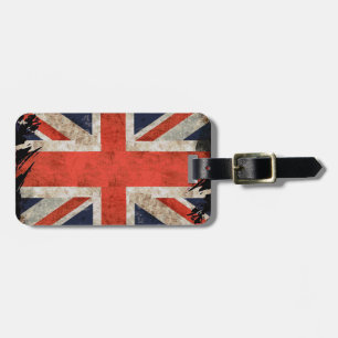 Gealterte zerrissene Union Jack Gepäckanhänger