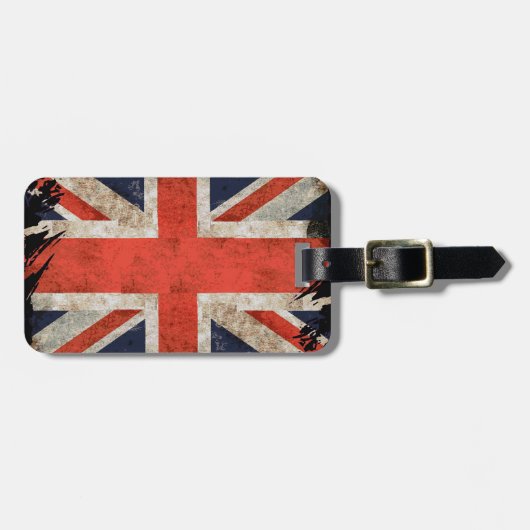 Gealterte zerrissene Union Jack Gepäckanhänger (Vorderseite horizontal)