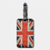 Gealterte zerrissene Union Jack Gepäckanhänger (Rückseite vertikal)
