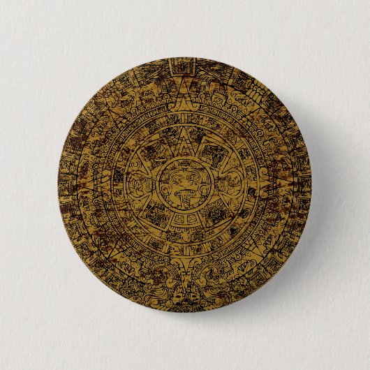 Gealterter Azteken-Sonnensteinkalender Button (Vorderseite)