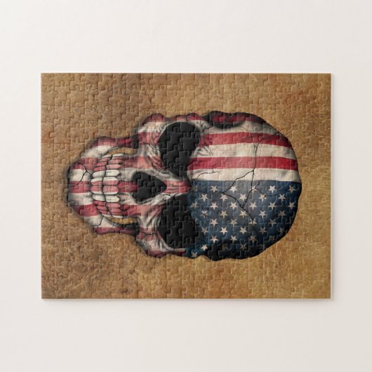 Gealterter und getragener Flagge-Schädel Puzzle (Horizontal)