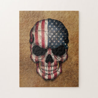 Gealterter und getragener Flagge-Schädel Puzzle