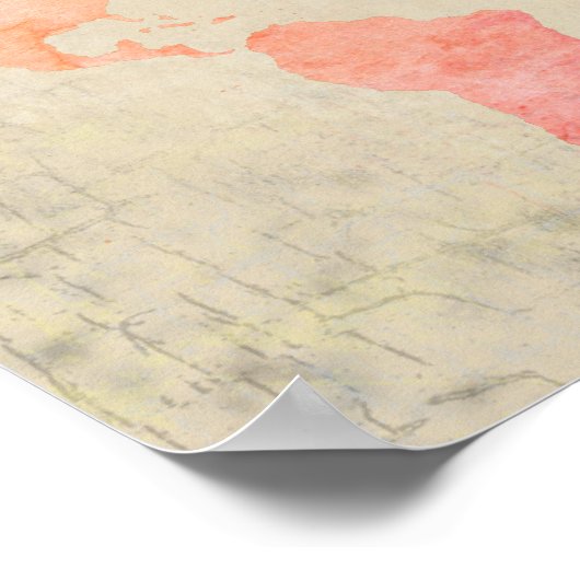 Gealtertes Aussehen Wasserfarbenweltkarte Poster (Ecke)