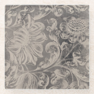 Gealtertes Blumen Glasuntersetzer