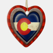 Gealtertes Colorado-Flaggen-Herz mit hellen Keramikornament (Rechts)