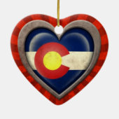 Gealtertes Colorado-Flaggen-Herz mit hellen Keramikornament (Hinten)
