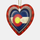 Gealtertes Colorado-Flaggen-Herz mit hellen Keramikornament (Links)