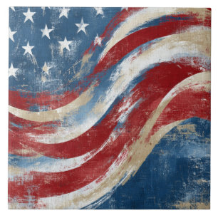 Gealtertes Independence Day-Flaggenbanner Fliese