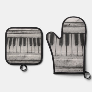 Gealtertes Klavier Ofenhandschuh & Topflappen-Set