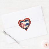 Gealtertes kubanisches Flaggen-Herz mit hellen Herz-Aufkleber (Umschlag)