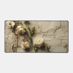 Gealtertes Papier mit weißem rustikalen Blumenmoti Schreibtischunterlage