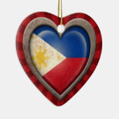Gealtertes philippinisches Flaggen-Herz mit hellen Keramikornament (Rechts)